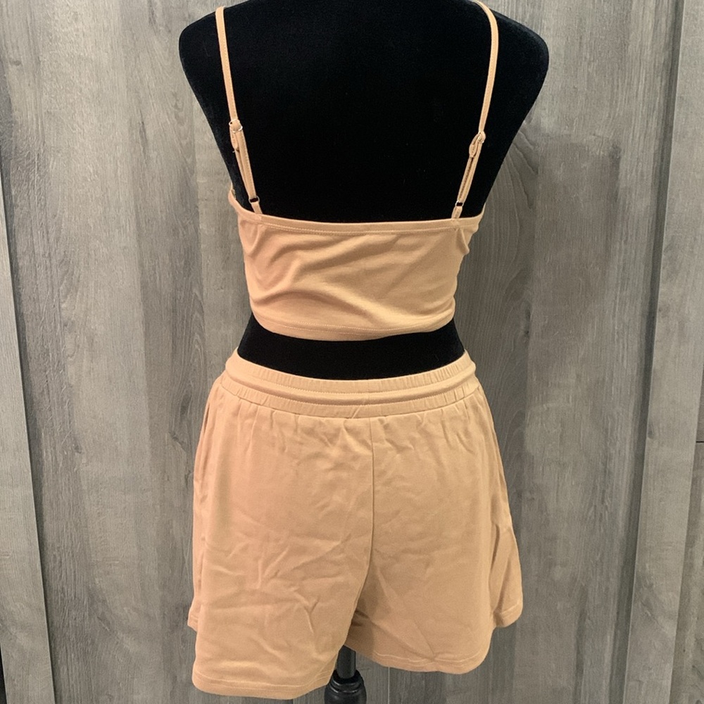 New Cider Fashions Light Brown Shorts & Crop Top Set Womens Size X-Small - Picture 6 of 11